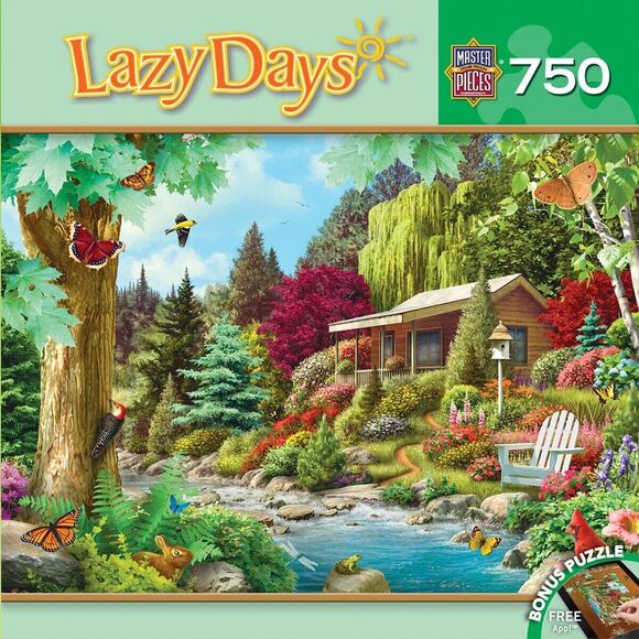 Master Pieces Time to Relax by Alan Giana Cabin by a Stream Jigsaw Puzzle 750 PC - Picture 1 of 6